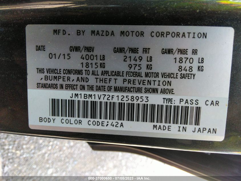 2015 MAZDA MAZDA3 I TOURING - JM1BM1V72F1258953