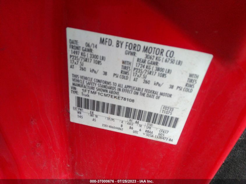 2014 FORD F-150 XL/XLT/STX - 1FTMF1CM7EKE78108