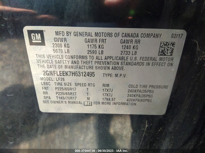 2017 CHEVROLET EQUINOX LS - 2GNFLEEK7H6312495