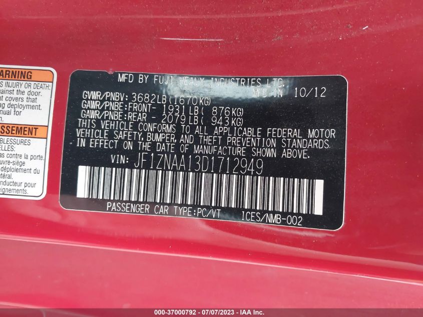 2013 TOYOTA SCION FR-S JF1ZNAA13D1712949