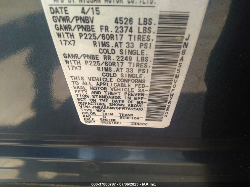 2015 NISSAN ROGUE SELECT S - JN8AS5MV0FW762580