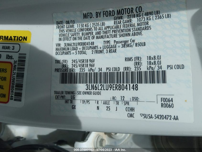 2014 LINCOLN MKZ HYBRID - 3LN6L2LU9ER804148