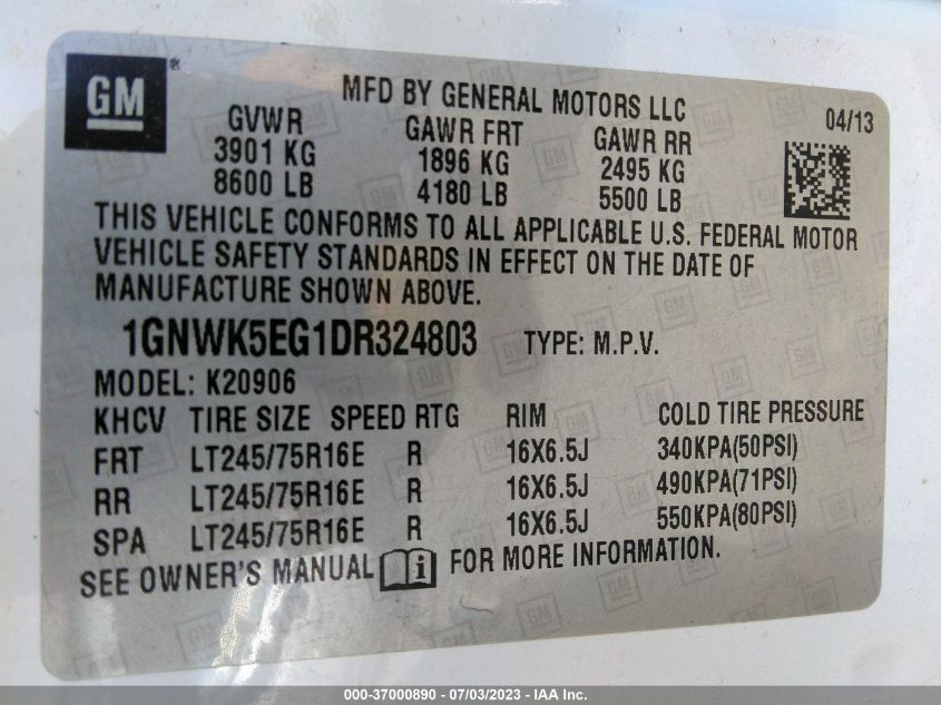 2013 CHEVROLET SUBURBAN COMMERCIAL - 1GNWK5EG1DR324803