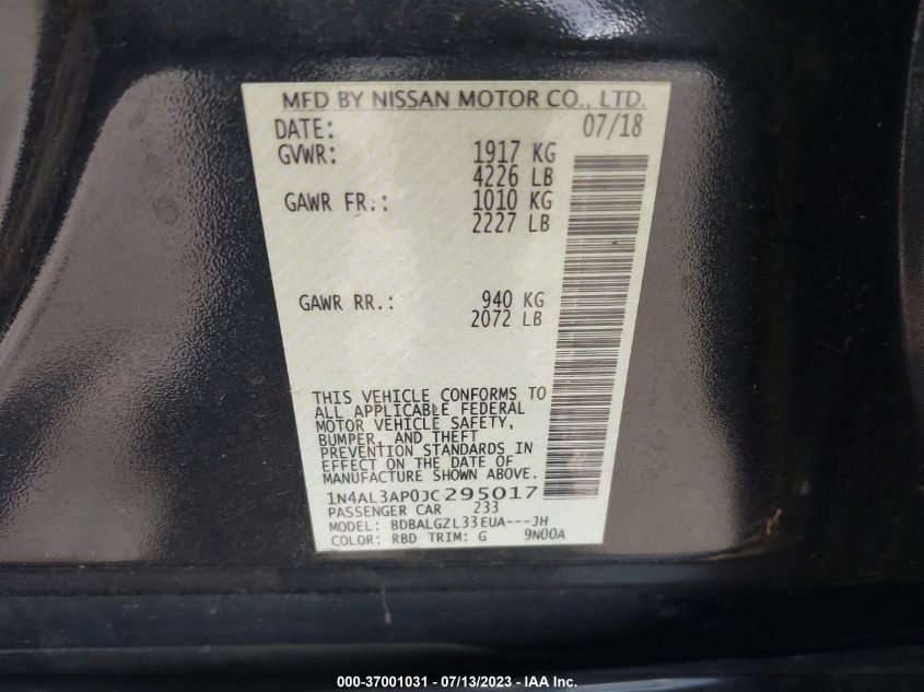 2018 NISSAN ALTIMA 2.5 S - 1N4AL3AP0JC295017
