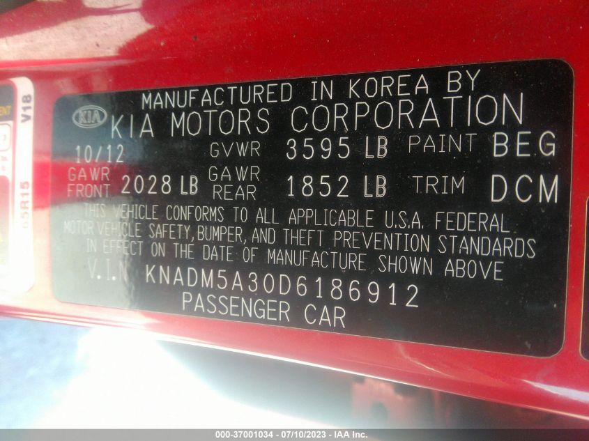 2013 KIA RIO LX - KNADM5A30D6186912