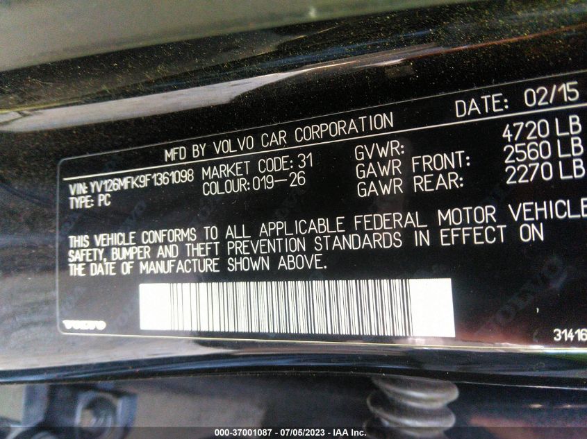2015 VOLVO S60 T5 DRIVE-E PREMIER - YV126MFK9F1361098