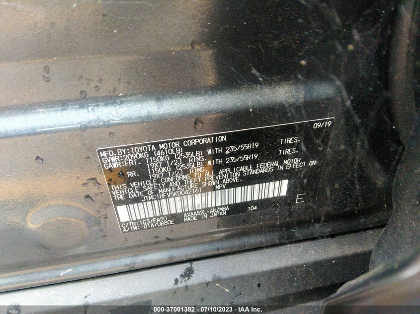 2019 TOYOTA RAV4 XLE PREMIUM - JTMC1RFV5KD042161
