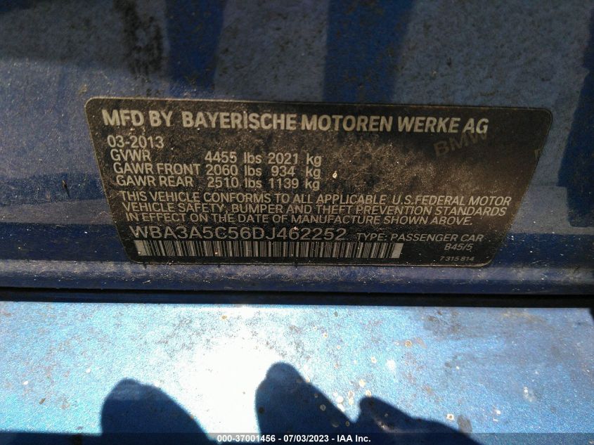 2013 BMW 3 SERIES 328I - WBA3A5C56DJ462252