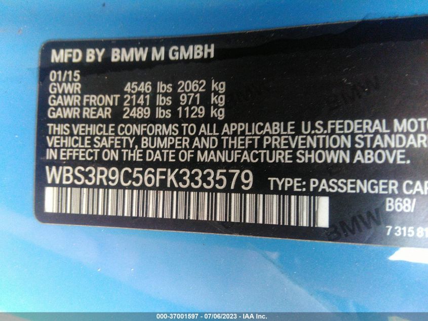 2015 BMW M4 - WBS3R9C56FK333579
