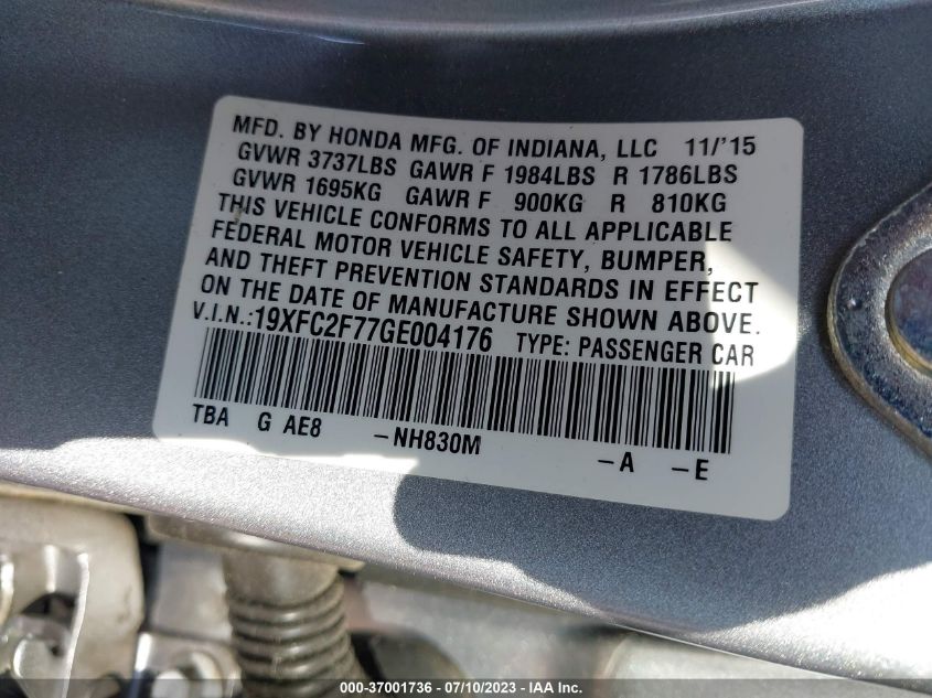 2016 HONDA CIVIC SEDAN EX - 19XFC2F77GE004176