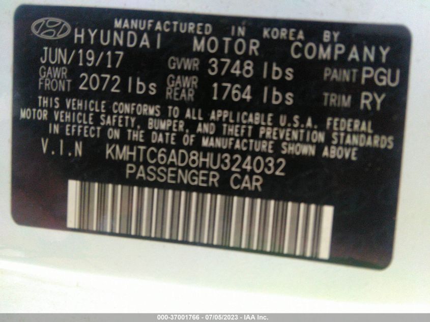 2017 HYUNDAI VELOSTER VALUE EDITION - KMHTC6AD8HU324032