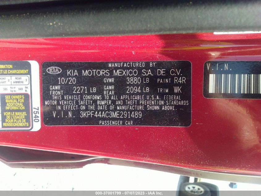 2021 KIA FORTE GT - 3KPF44AC3ME291489