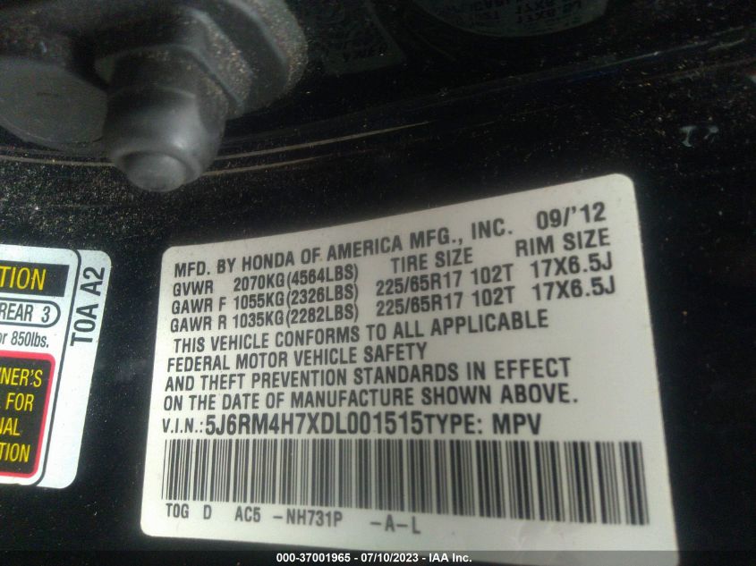 2013 HONDA CR-V EX-L - 5J6RM4H7XDL001515