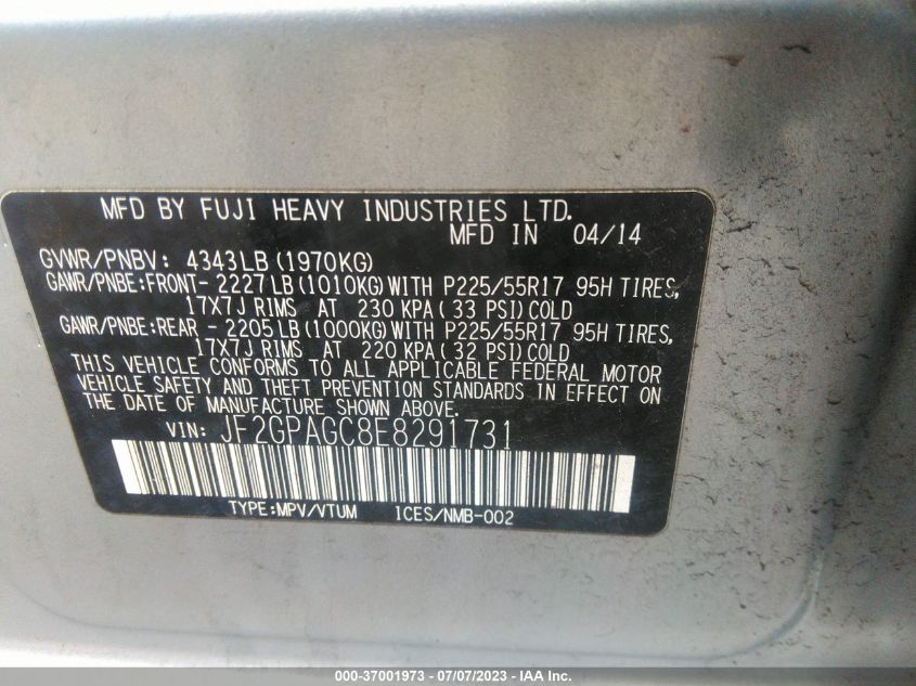 2014 SUBARU XV CROSSTREK LIMITED - JF2GPAGC8E8291731