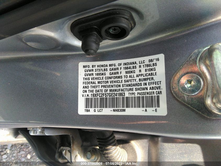 2016 HONDA CIVIC SEDAN LX - 19XFC2F57GE241863