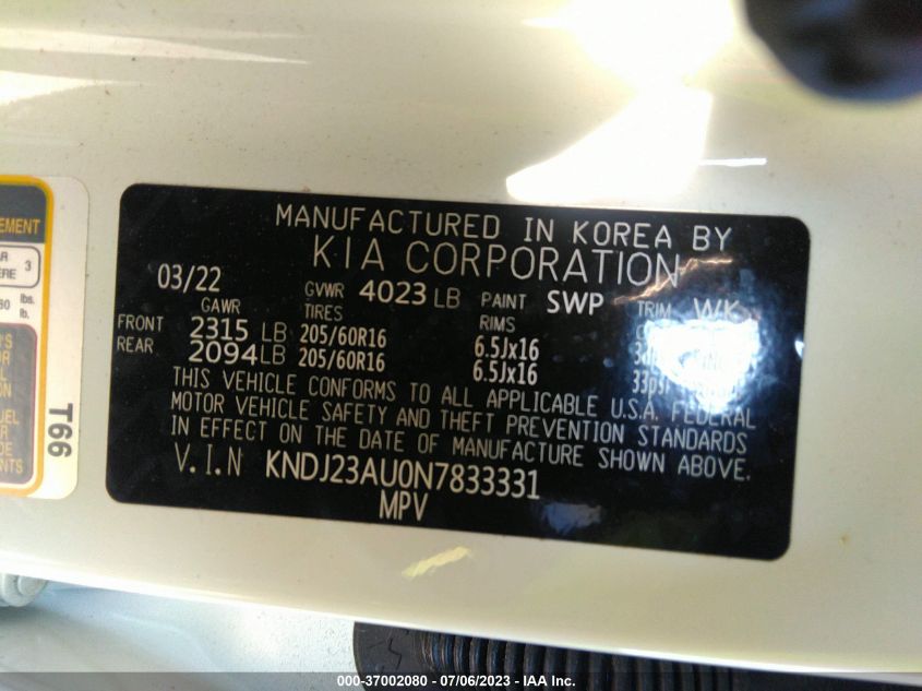 2022 KIA SOUL LX - KNDJ23AU0N7833331