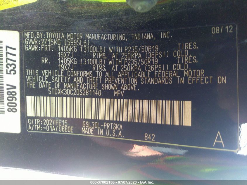 2013 TOYOTA SIENNA SE - 5TDXK3DC2DS281140