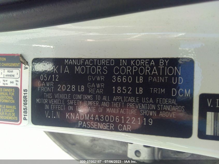 2013 KIA RIO LX - KNADM4A30D6122119