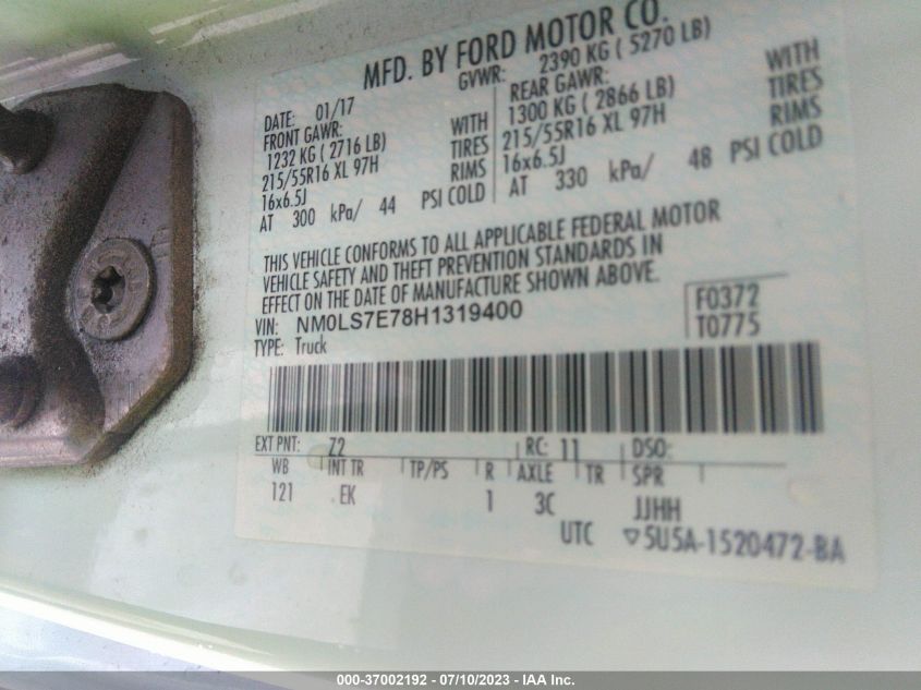 2017 FORD TRANSIT CONNECT VAN XL NM0LS7E78H1319400