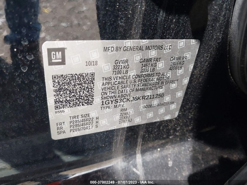 2019 CADILLAC ESCALADE PREMIUM LUXURY - 1GYS3CKJ6KR211350