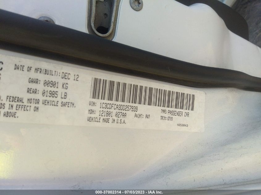 2013 DODGE DART LIMITED - 1C3CDFCA3DD257939