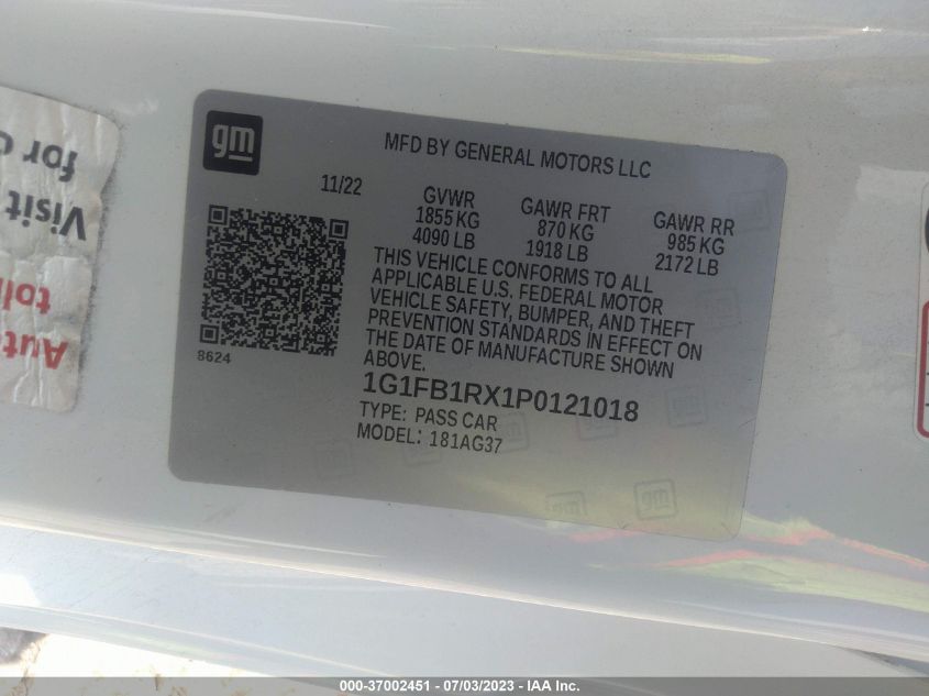 2023 CHEVROLET CAMARO 1LT - 1G1FB1RX1P0121018