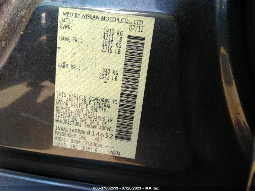 2013 NISSAN ALTIMA 2.5 SV - 1N4AL3AP8DN414652