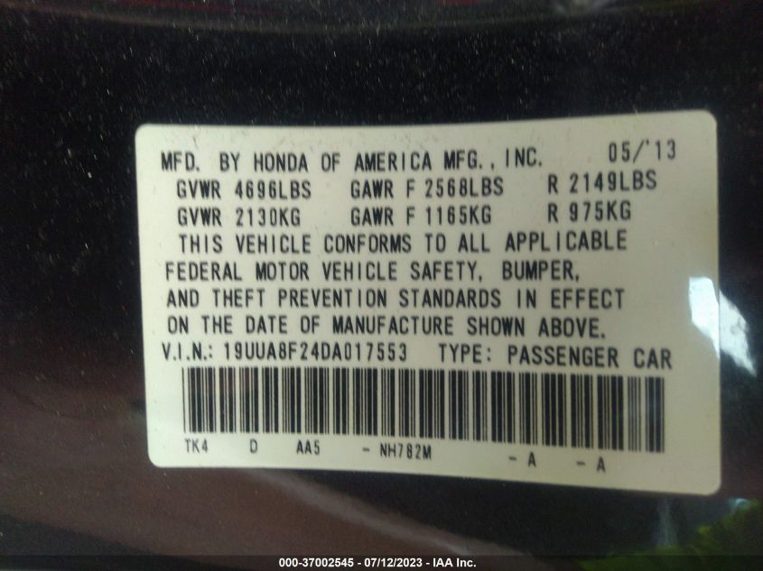 2013 ACURA TL - 19UUA8F24DA017553