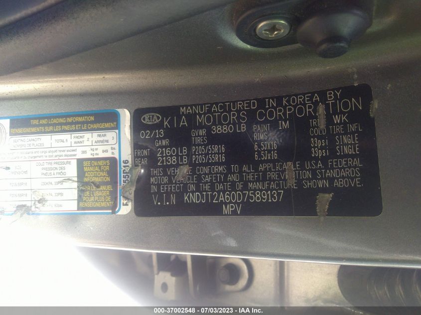 2013 KIA SOUL + - KNDJT2A60D7589137