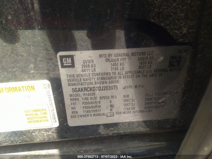 2013 BUICK ENCLAVE - 5GAKRCKD7DJ263975