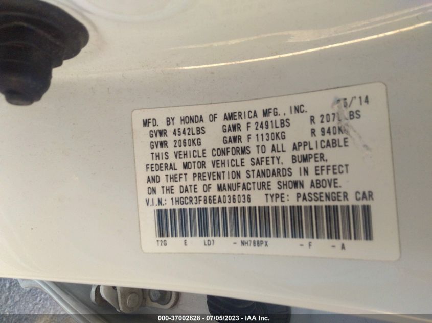 2014 HONDA ACCORD SEDAN EX-L - 1HGCR3F86EA036036