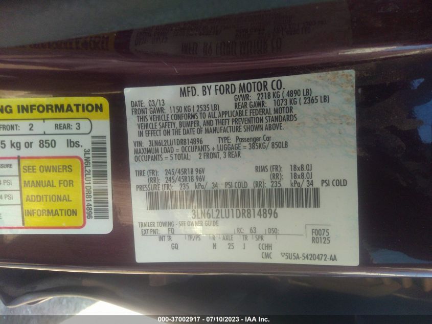 2013 LINCOLN MKZ HYBRID - 3LN6L2LU1DR814896