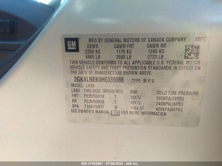 2017 GMC TERRAIN SLE - 2GKALNEK9H6339088