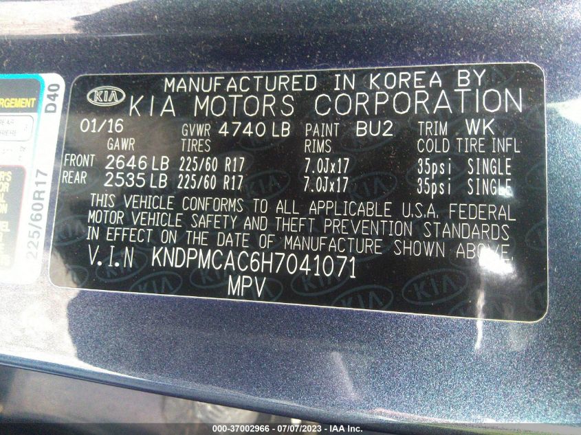 2017 KIA SPORTAGE LX - KNDPMCAC6H7041071
