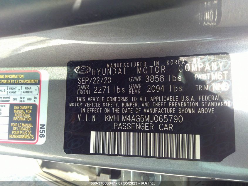 2021 HYUNDAI ELANTRA SEL - KMHLM4AG6MU065790