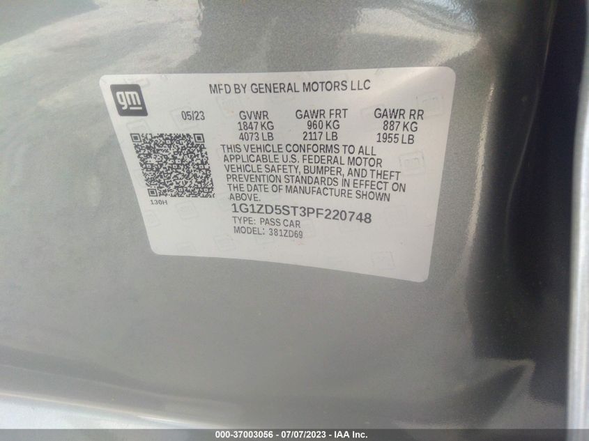 2023 CHEVROLET MALIBU LT - 1G1ZD5ST3PF220748