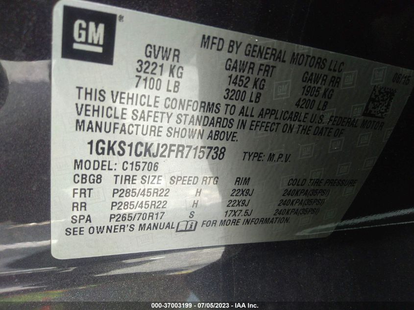 2015 GMC YUKON DENALI - 1GKS1CKJ2FR715738