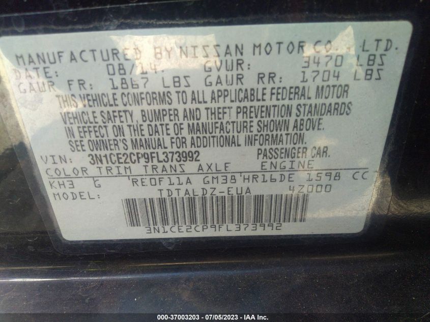 2015 NISSAN VERSA NOTE SV - 3N1CE2CP9FL373992