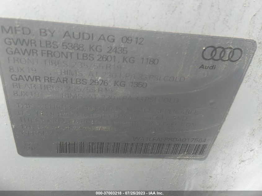 WA1LFAFP8DA017564 2013 AUDI Q5, photo no. 9