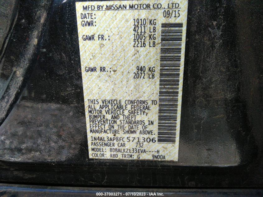 2015 NISSAN ALTIMA 2.5 SV - 1N4AL3AP8FC571306