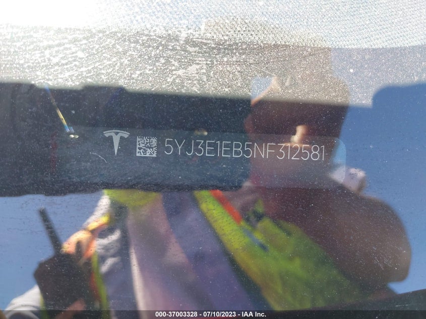 VIN 5YJ3E1EB5NF312581 2022 TESLA MODEL 3 LONG RANGE