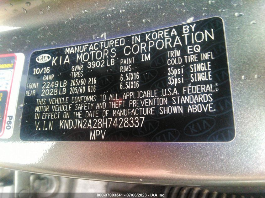 2017 KIA SOUL BASE - KNDJN2A28H7428337
