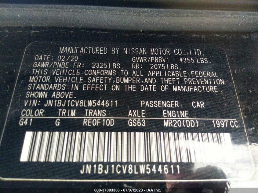 2020 NISSAN ROGUE SPORT S/SV/SL - JN1BJ1CV8LW544611
