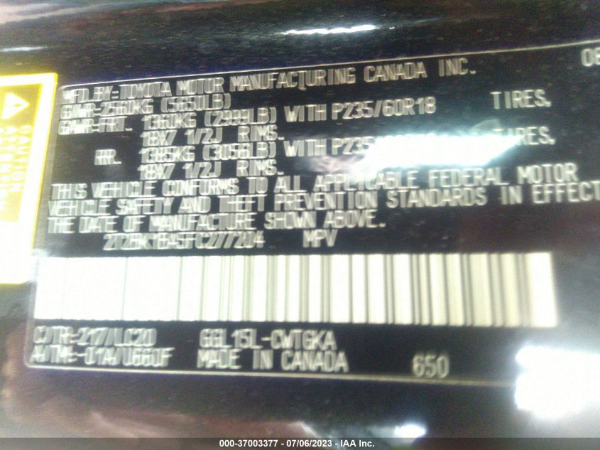 2015 LEXUS RX 350 - 2T2BK1BA5FC277204