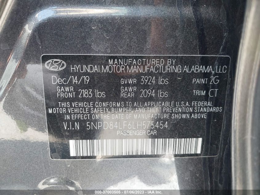 2020 HYUNDAI ELANTRA SEL - 5NPD84LF6LH575454