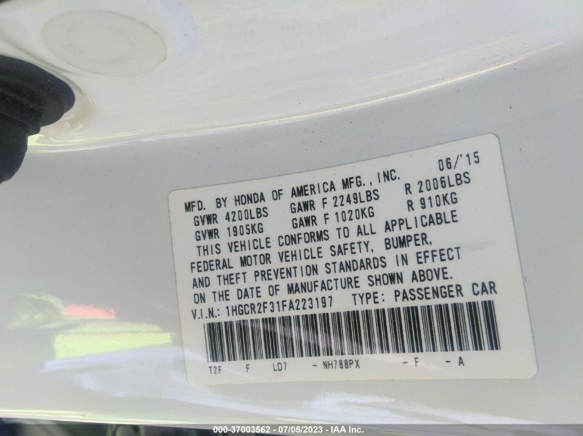 2015 HONDA ACCORD SEDAN LX - 1HGCR2F31FA223197