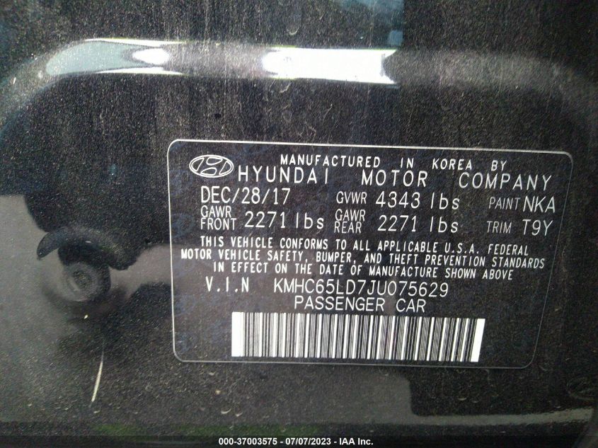 2018 HYUNDAI IONIQ PLUG-IN HYBRID - KMHC65LD7JU075629
