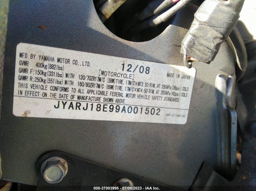 2009 YAMAHA FZ6 R - JYARJ18E99A001502
