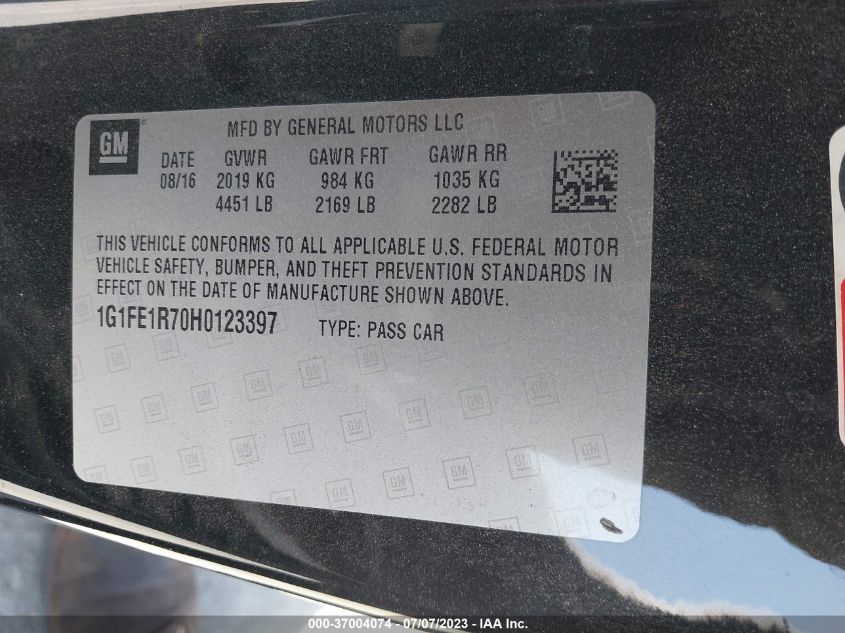 2017 CHEVROLET CAMARO 1SS - 1G1FE1R70H0123397