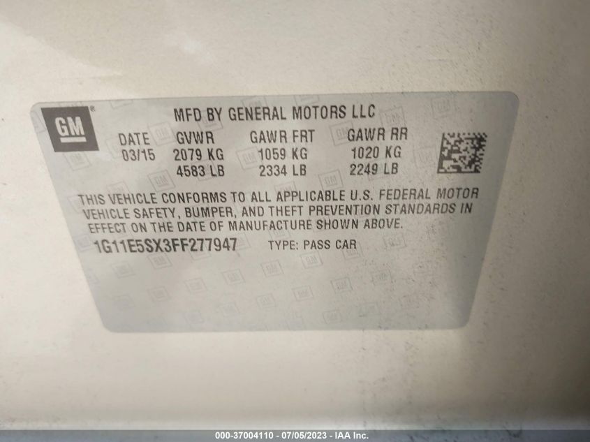 2015 CHEVROLET MALIBU LT - 1G11E5SX3FF277947